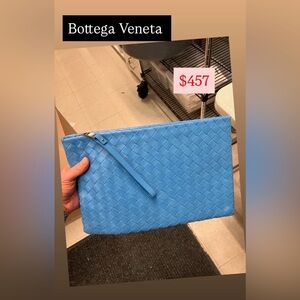 Bottega Veneta Sky Blue Woven Wristlet